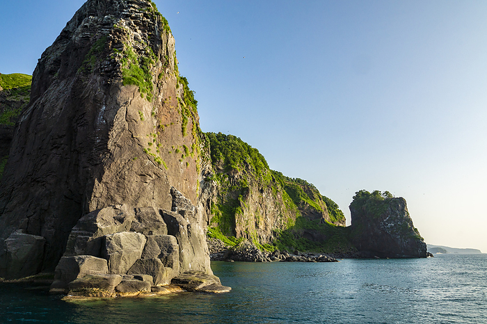 Cliff scenery of Utoro Shiretoko Peninsula, Hokkaido, Japan This photo was taken on the Shiretoko Peninsula, a World Natural Heritage site. From the Shiretoko sightseeing boat