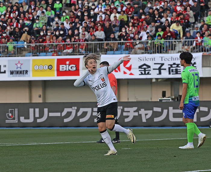2024 J1 League  Shonan Urawa Yusuke Matsuo of Urawa celebrates scoring a goal in the second half  photo by Kentaro Nishiumi March 17, 2024.