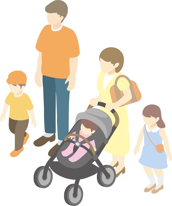 isometric leisure travel family family people men women kids baby illustration