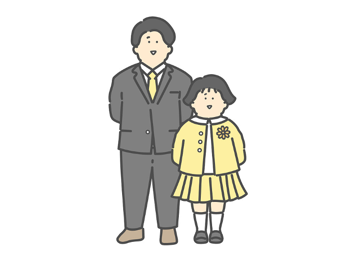 Clip art of father and child in formal wear(entrance ceremony, graduation ceremony)