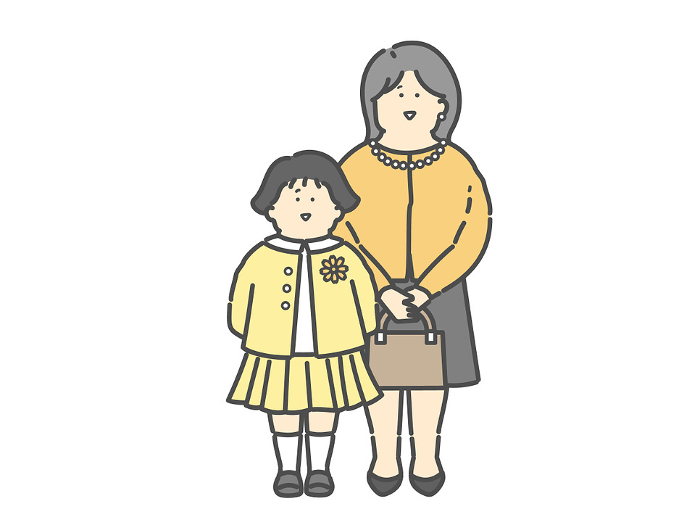 Clip art of mom and child in formal wear (entrance ceremony, graduation ceremony)