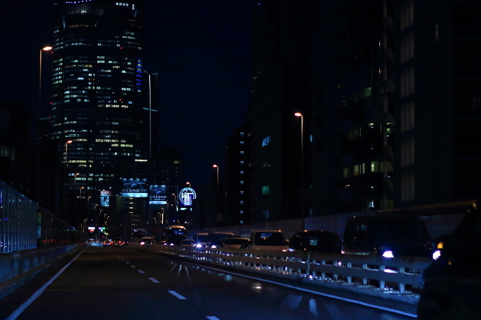 Night view drive on the Metropolitan Expressway