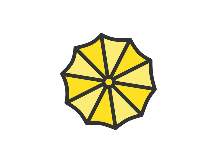 Illustration of umbrella icon (line drawing color) seen from above