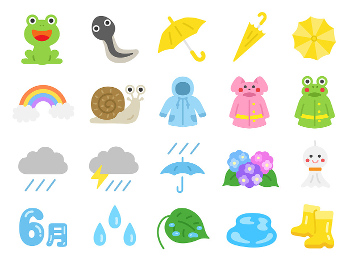 Clip art set of rainy season icon