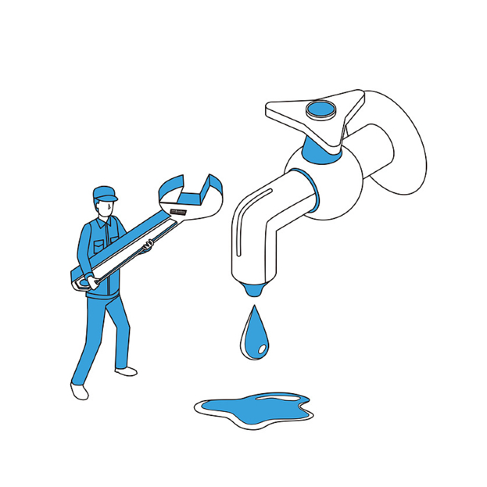 Male worker repairing a water leak