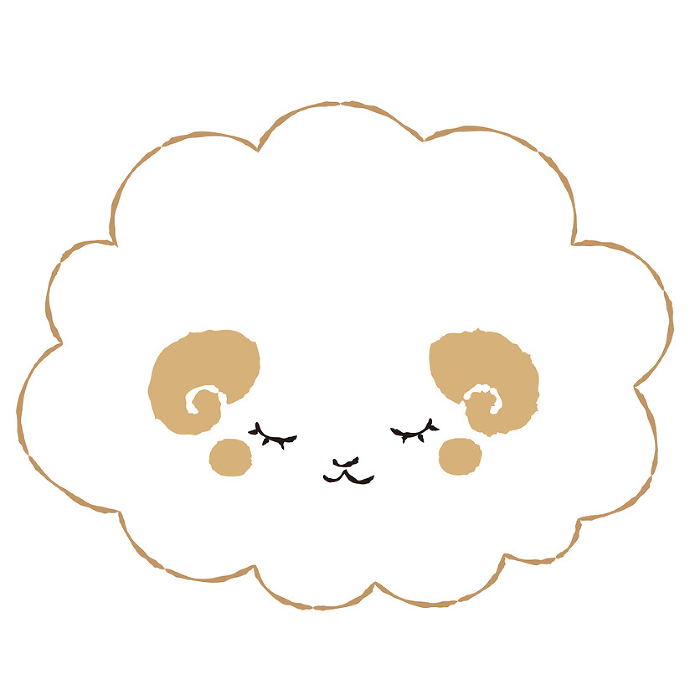 Hand painted simple and cute fuzzy sheep with closed eyes (front)