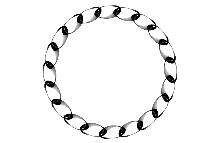 Frame composed of simple fluid in black and white like a chain