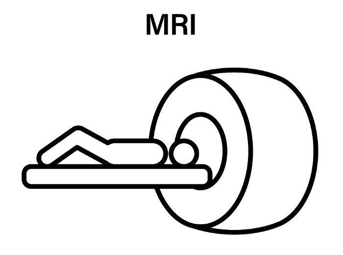 Simple medical icons of MRI and patient