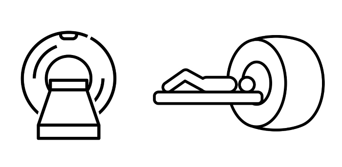 Simple medical icons of MRI and patient