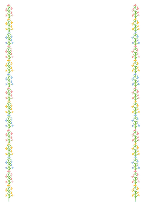 White background with watercolor hand painted natural plants on both sides - vertical