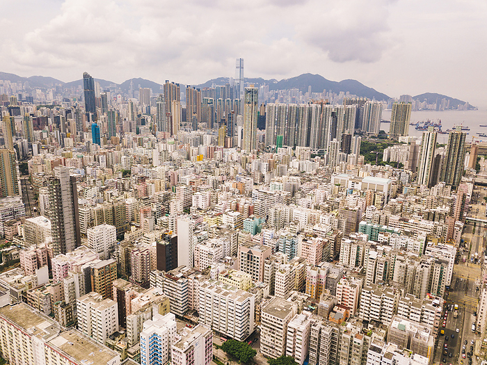 Aerial view of Hong Kong Modern buildings of Hong Kong city, China