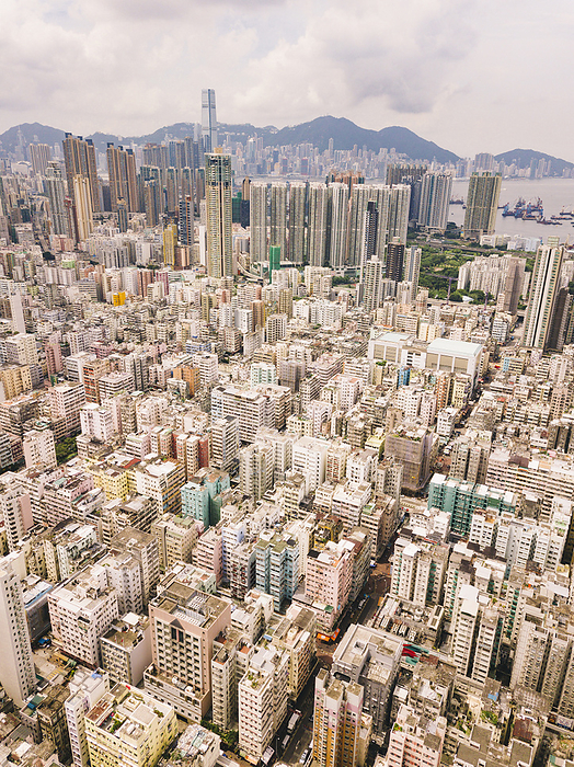 Aerial view of Hong Kong Modern various buildings of Hong Kong city, China
