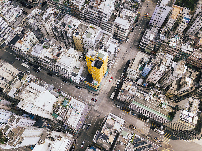 Aerial view of Hong Kong Streets of Hong Kong city with various buildings