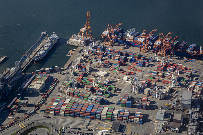 Vancouver, Canada Canada, British Columbia, Vancouver, Aerial view of commercial dock