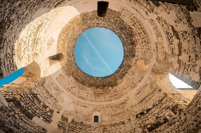 Croatia Croatia, Split Dalmatia County, Split, Directly below view of Vestibule in Diocletians Palace