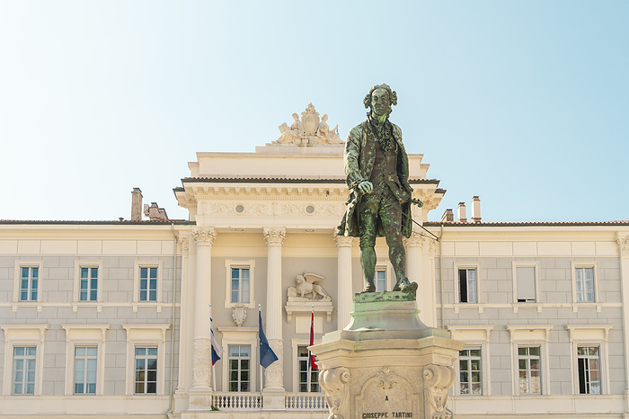 Slovenia Slovenia, Coastal Karst, Piran, Statue of Giuseppe Tartini in front of town hall