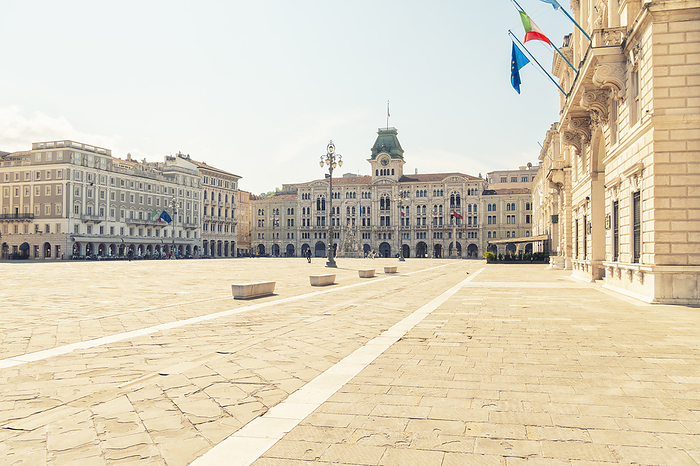 Unity of Italy Square with Trieste city hall  in summer, Trieste, Italy  Piazza Unit  d Italia , Trieste, Italy Italy, Friuli Venezia Giulia, Trieste, Unity of Italy Square in summer