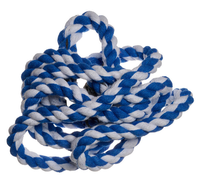 White blue rope on isolated background, top view White blue rope on isolated background, top view