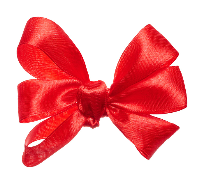 Red big bow for decoration on isolated background, top view Red big bow for decoration on isolated background, top view