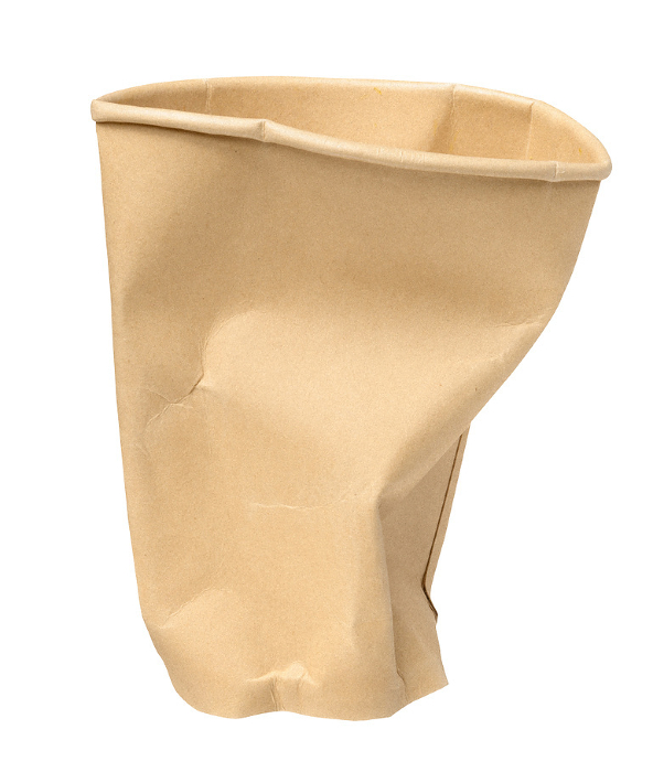 Paper brown crumpled cup on isolated background Paper brown crumpled cup on isolated background
