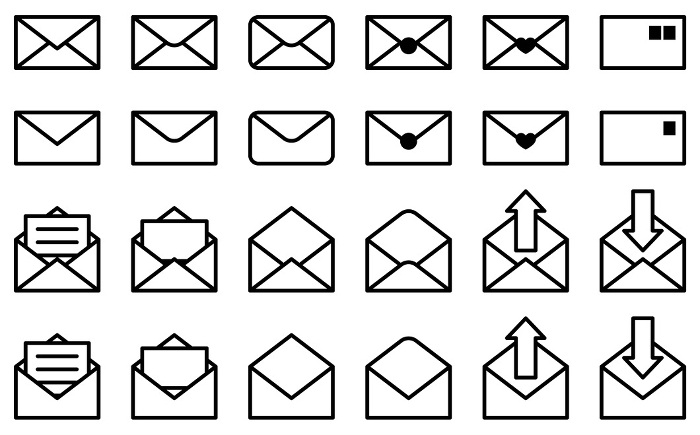 Vector illustration set of various mail, letters, letters, envelopes, messages