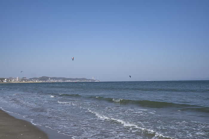 Beach on Miura Coast where kitesurfing is popular
