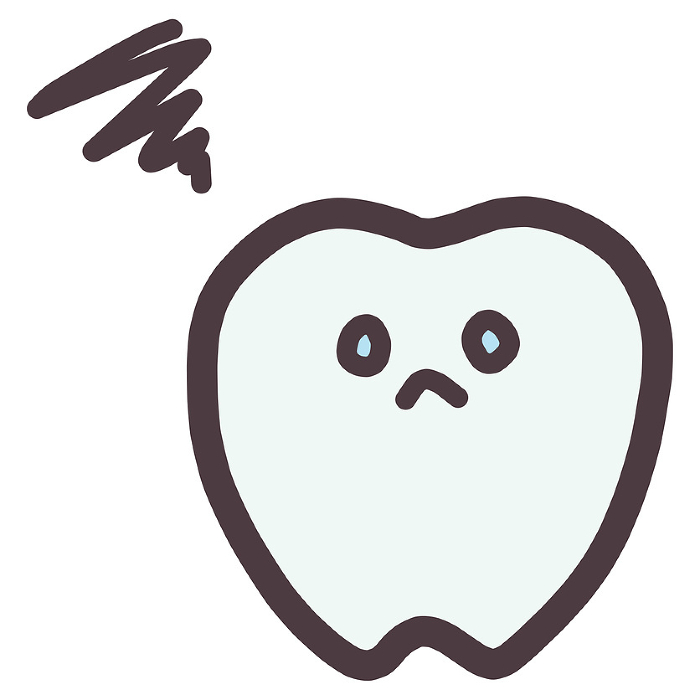 Illustration of a cute character with deformed teeth moping with a troubled face.