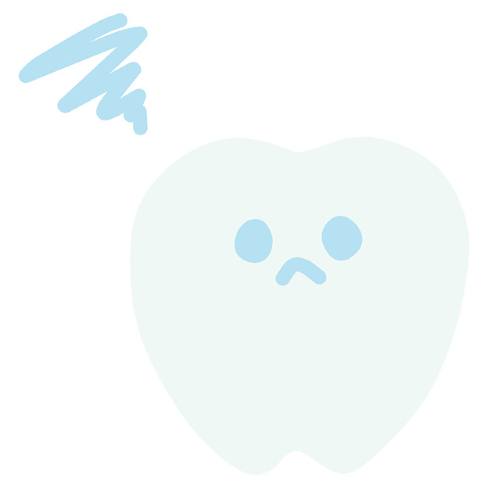 Illustration of a cute character with deformed teeth moping with a troubled face.