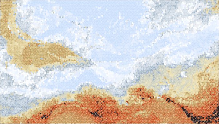 Abstract Sky and Sea: Stylish Mosaic Tile Style Background Illustration Amber and Blue