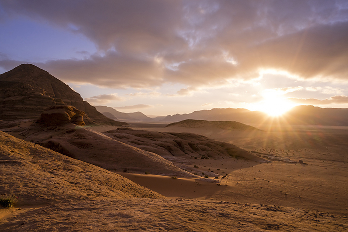 Sunrise in the Wadi Rum desert in Jordan, Middle East, Asia, by Axel Schmies