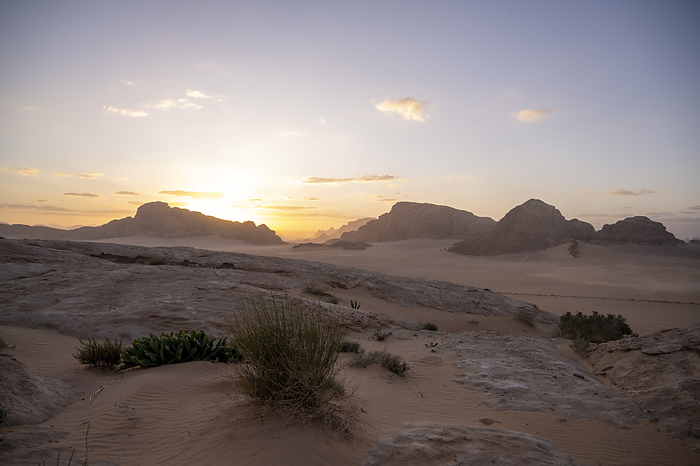 Sunset in the Wadi Rum desert in Jordan, Middle East, Asia, by Axel Schmies
