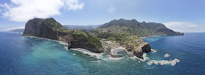 Drone shot panorama, Miradouro do Guindaste, Praia da Faial, Madeira, Portugal, Europe, by Axel Schmies