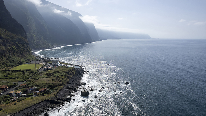 Drone photo panorama, Sao Vicente, Madeira, Portugal, Europe, by Axel Schmies