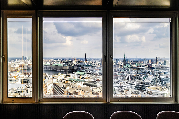Panoramic view of Hamburg, Hamburg, Northern Germany, Germany, Europe, by Arnt Haug