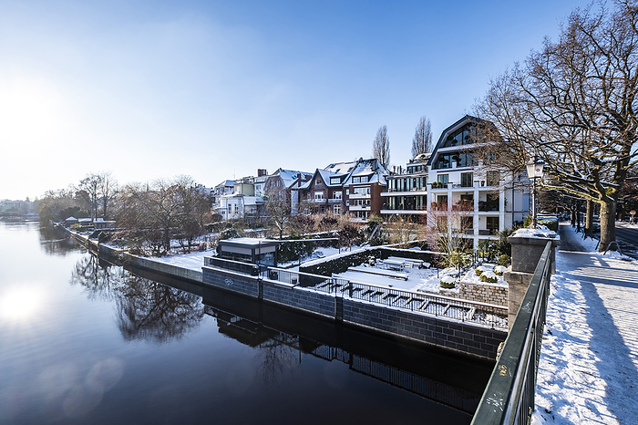 Houses on the Alster Canal in Hamburg, Winter impressions, Northern Germany, Germany, by Arnt Haug