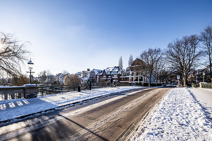 Houses on the Alster Canal in Hamburg, Winter impressions, Northern Germany, Germany, by Arnt Haug