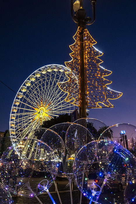 Christmas market and evening atmosphere in Nice, Nice in winter, South of France, Cote d'Azur, France, Europe, by Arnt Haug