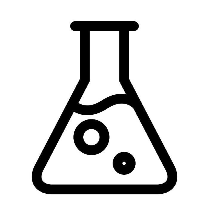 Line style icons representing science, flasks