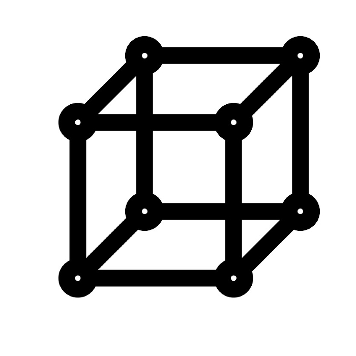 Line style icons representing science, cubes, and structures