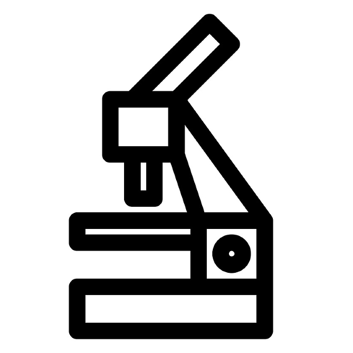 Line style icons representing science, microscopy
