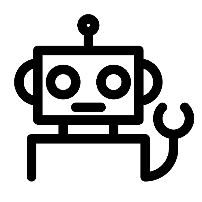 Line style icons representing science, robotics