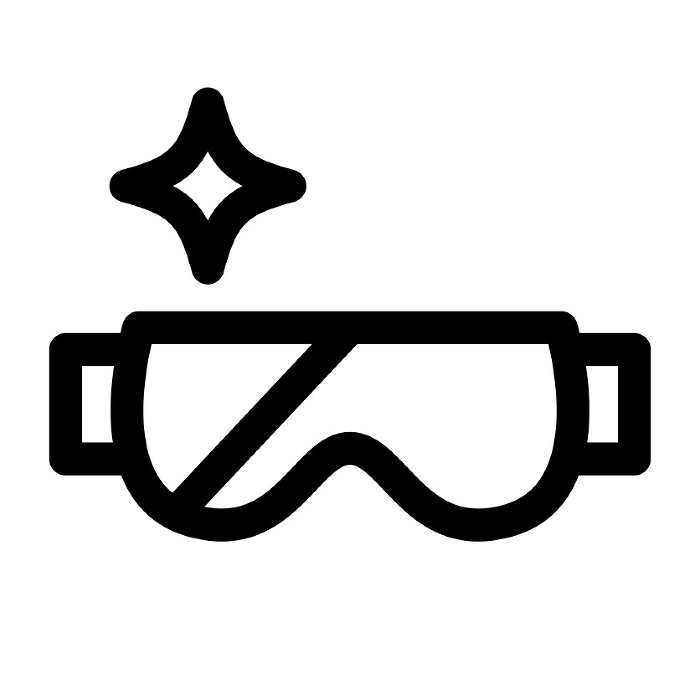 Line style icons representing science, goggles