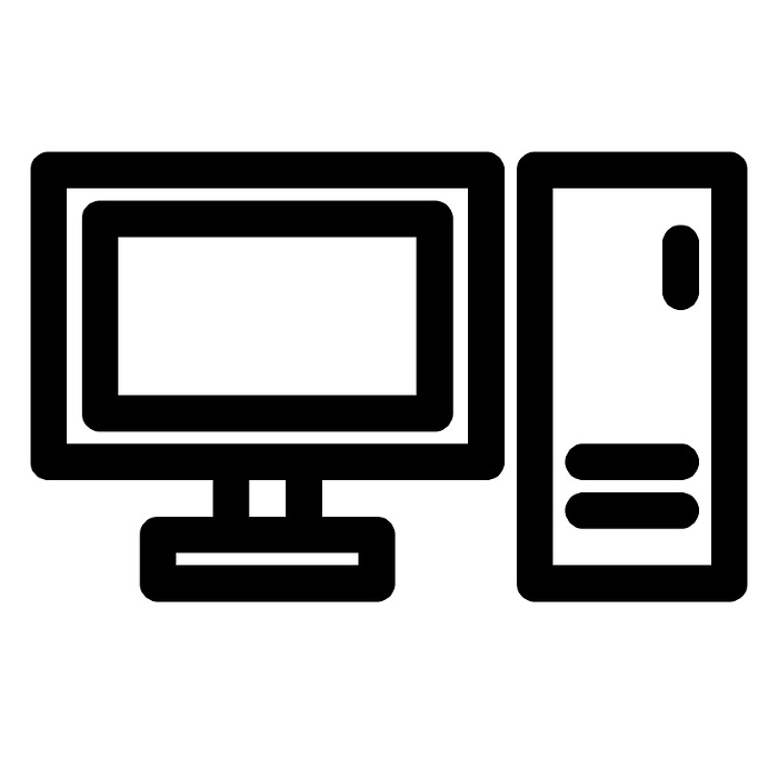 Line style icons representing devices, computers, and monitors