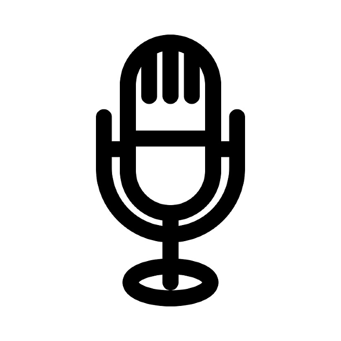 Line style icons representing devices, microphones