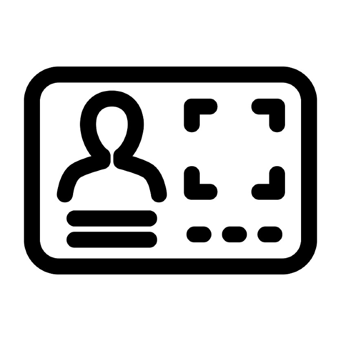 Line style icons representing biometrics and ID