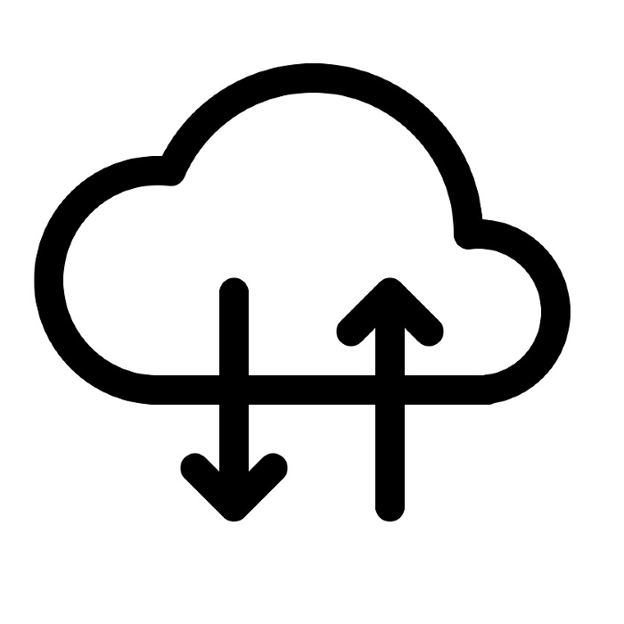 Line style icons representing IT and cloud computing