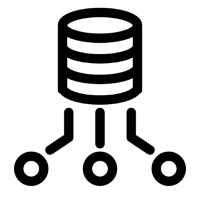 Line style icons representing IT, databases, and servers
