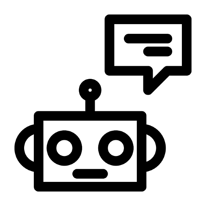 Line style icons representing AI, robots, bots, and conversations