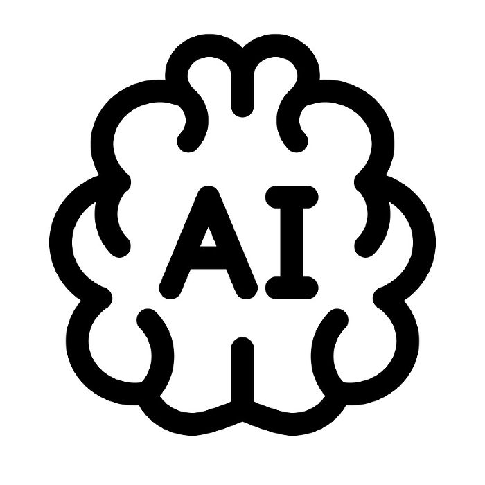 Line style icons representing AI, robots, bots, and brains