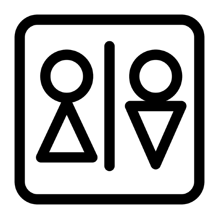 Line style icons representing information, restrooms, toilets, men and women